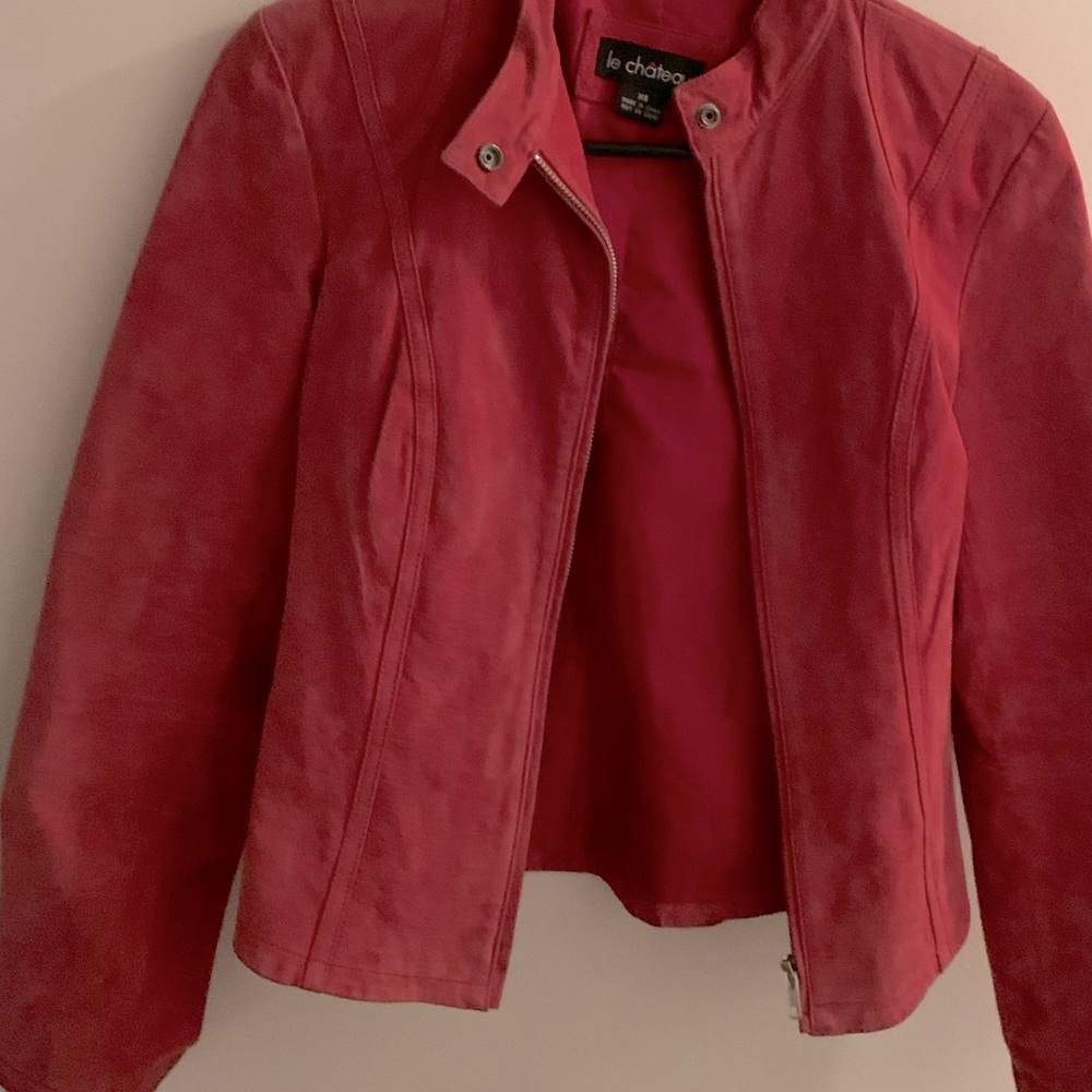 Flamingo 🦩 pink real suede leather jacket